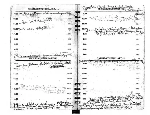 Lyndon Johnson's 1949 Desk Diary, beginning 2/16/1949