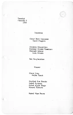 White House Luncheon and Dinner Menu