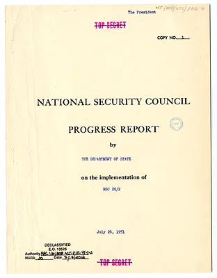 National Security Council Progress Report by the Department of State on the Implementation of NSC 26/2