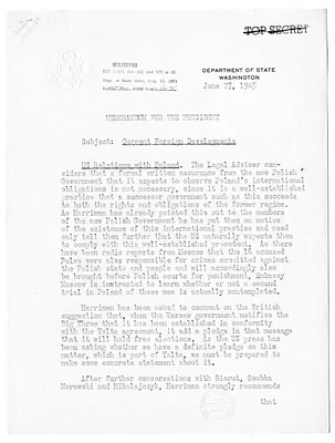 Memorandum from Acting Secretary of State Joseph Grew to President Harry S. Truman