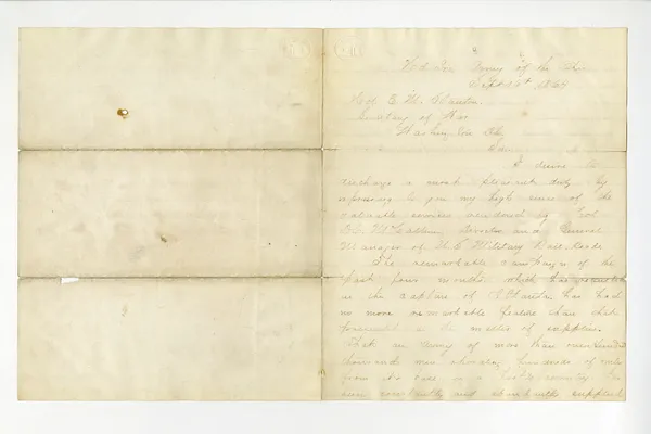Letter from General John Schofield to Edwin Stanton, September 16, 1864