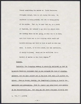 Herbert Brutus Ehrmann Papers, 1906-1970. Sacco-Vanzetti. Part II, Chapter 30: Report of the Governor's Advisory Committee. Box 7, Folder 3, Harvard Law School Library, Historical & Special Collections