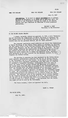 Press Release, Message from President Harry S. Truman to the United States Senate