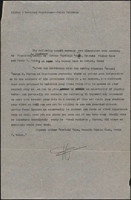 [Citizens National Committee for Sacco and Vanzetti] press release (copy), [Boston, Mass., August 1927]