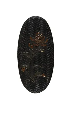 Kashira with Chrysanthemums and Basket