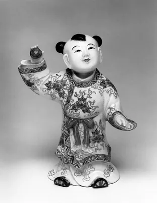 Figurine (""okimono"") of a Happy Chinese Boy