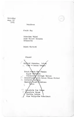 White House Luncheon Menu
