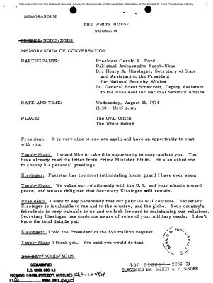 August 21, 1974 - Ford, Pakistani Ambassador Yaqub-Khan