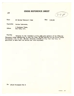 Cross Reference Memorandum