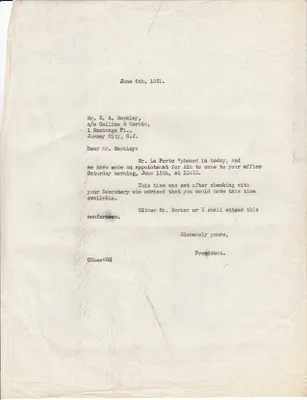Letters Sent to E.A. Markley, June 8, 1931