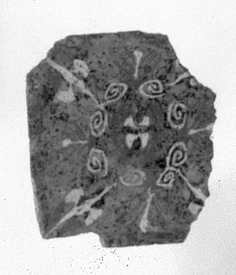 Mosaic with Design of Flowers and Spirals