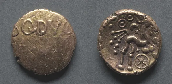Stater: BODVOC on plain field (obverse); Horse, Wheel, and Crescent (reverse)