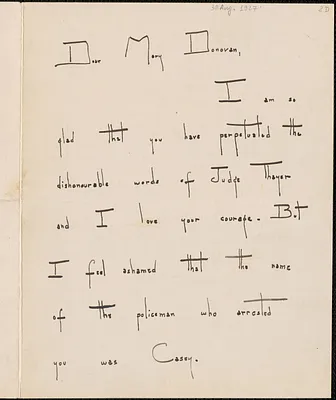 Hilton O. Crowe autograph letter signed to Mary Donovan, New York, N. Y., August 30, 1927