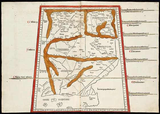 Nona Asie tabula continet Ariam & Paropanisadas & Drangianam & Arachosia & Gedrosiam