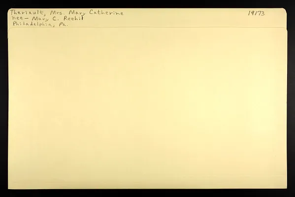 Theriault, Mrs. Mary Catherine nee Mary C. Reehil