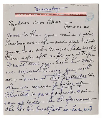 Letter from Madge Gates Wallace to Bess W. Truman