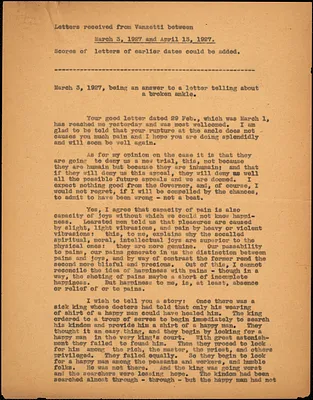 Bartolomeo Vanzetti [Elizabeth Glendower Evans], [Charlestown], 3 March 1927