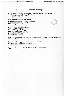Recipe for Ozark Pudding