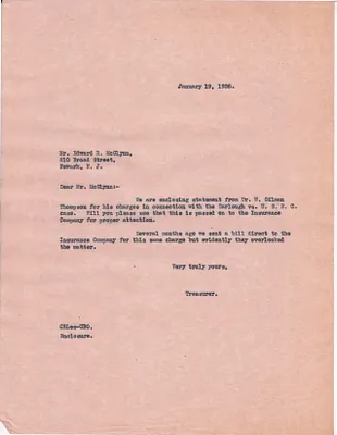 Letters Sent to Edward R. McGlynn, January 19, 1926