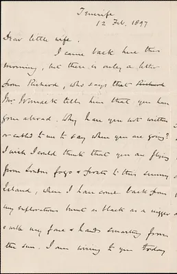 [John Biddulph Martin] autograph letter to [Victoria Woodhull Martin], Tenerife, February 12, 1897