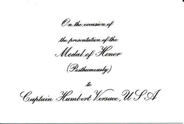 07/08/2002 - Medal of Honor Ceremony, Humbert Versace - Invitations and Reply Cards