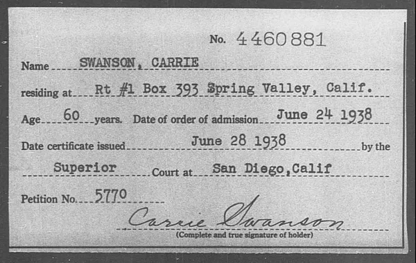 Swanson, Carrie - 1938