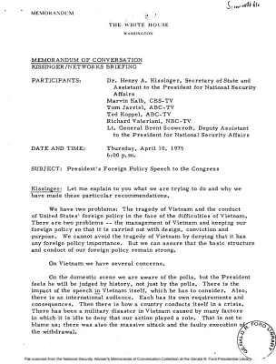 April 10, 1975 - Kissinger, TV Network Representatives