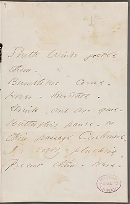 Emily Dickinson, Amherst, Mass., autograph manuscript poem: South winds jostle them, 1862