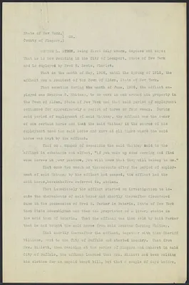 Sacco-Vanzetti Case Records, 1920-1928. Defense Papers. Affidavit/Deposition of Stroh, George L., July 3, 1922. Box 9, Folder 58, Harvard Law School Library, Historical & Special Collections