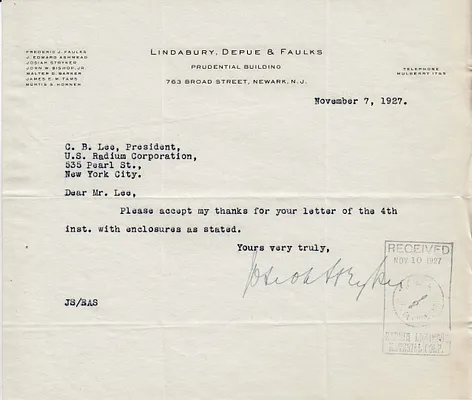 Letters Received to C.B. Lee, November 7, 1927