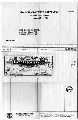 Bill and Receipt from Jaccard Jewelry Company
