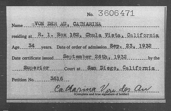 Von Der Au, Catharina - 1932