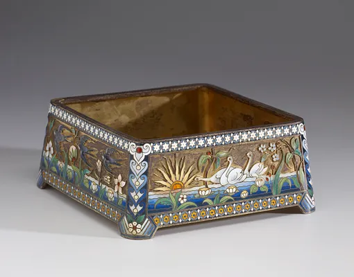 Waste Bowl with Aquatic Decoration