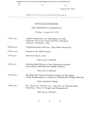 President's Schedule
