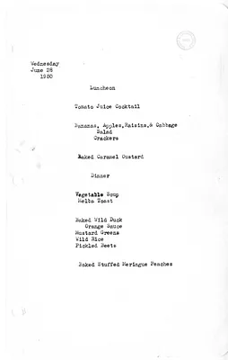White House Luncheon and Dinner Menu