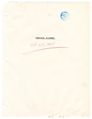Reading Copy, Speech of President Harry S. Truman, Chicago, Illinois