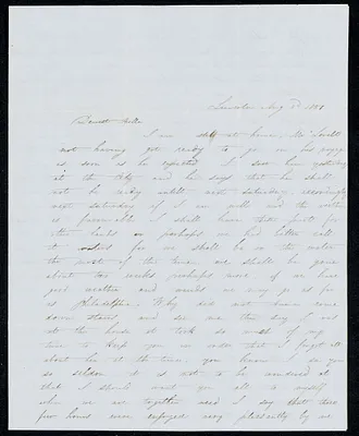 Letter to 'Bela' [Isabel M. Carret, Dedham, Mass.] from 'Willie' [William L. G. Peirce, Lincoln, Mass.], August-October 1851