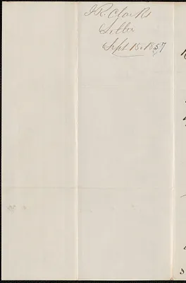 Isaac R. Clark to W. A. Harrington, 15 September 1857