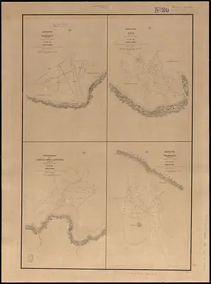Harbour of Mataatu, north side, island of Savaii ; Harbour of Apia, north side, island of Upolu ; roadstead between Laulii and Latonga, north side, island of Upolu ; harbour of Falealili, south side, island of Upolu