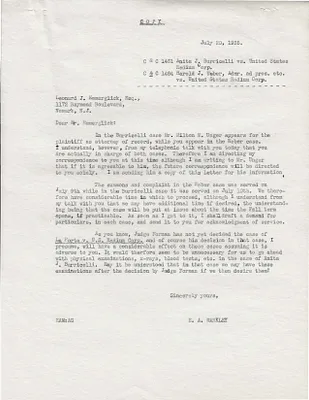 Letters Sent to Leonard J. Emmerglick, July 20, 1935