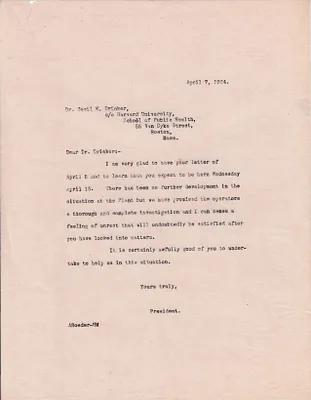 Letters Sent to Dr. Cecil K. Drinker, April 7, 1924