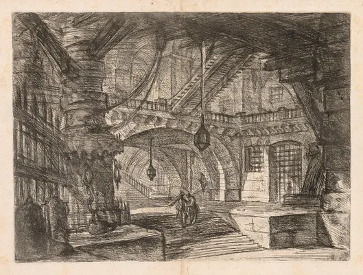 The Prisons:  A Wide Hall with Lanterns