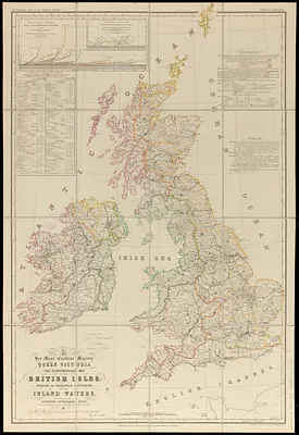 To her most excellent majesty Queen Victoria this hydrographical map of the British Isles, exhibiting the geographical distribution of the inland waters