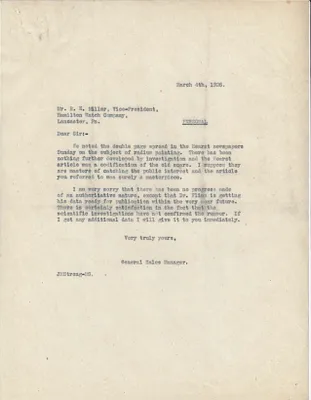Letters Sent to R.E. Miller, March 4, 1926