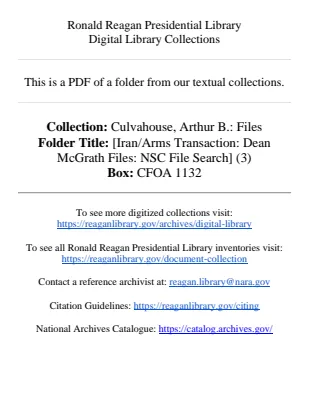 [Iran/Arms Transaction: Dean McGrath Files: NSC File Search] (3)