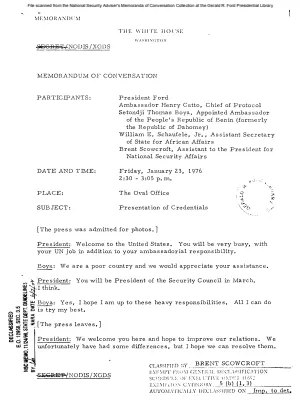 January 23, 1976 - Ford, Benin Ambassador Sentonji Thomas Boya