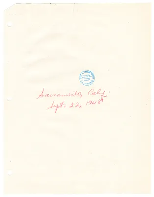 Reading Copy, Speech of President Harry S. Truman, Sacramento, California