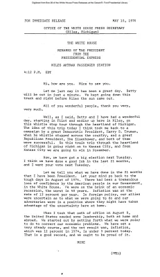 Remarks of the President from the Presidential Express, Niles (Michigan) Amtrak Passenger Station [Ford Speech or Statement]