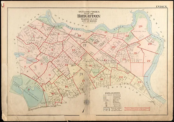 Outline and index map of Brighton, wards 21 and 22, city of Boston
