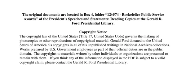12/4/74 - Rockefeller Public Service Awards